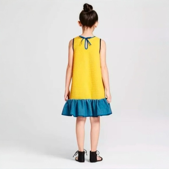 Victoria Beckham x Target | Yellow Cloque Ruffle Dress (S) - Picture 5 of 8